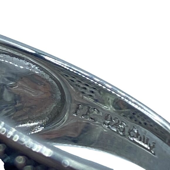 Sterling Silver 925 Green Amethyst Wide Band Ring Size 10 Signed PK Statement - Picture 11 of 12